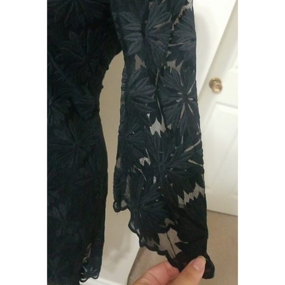 LOFT 82 one size, black with flower pattern dress - Picture 5 of 7